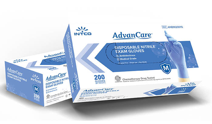 AdvanCare Nitrile Exam Gloves, Small, Blue, Case of 2000