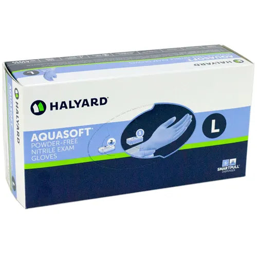 HALYARD AQUASOFT Nitrile Gloves, X-Large, Blue, Case of 2500