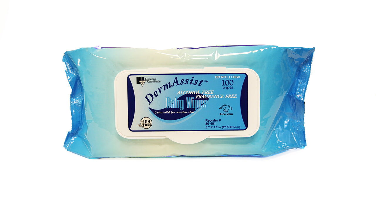 INNOVATIVE DERMASSIST PRE-MOISTENED Baby Wipes, 6.7" x 7.7", 1200/Case