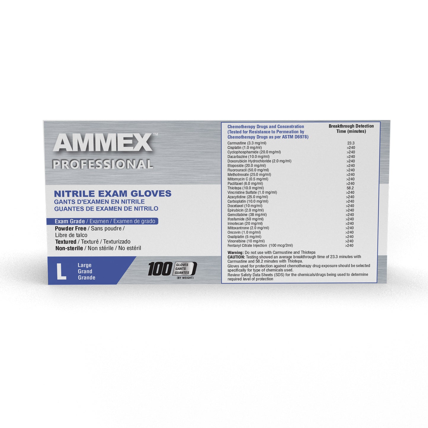 AMMEX Professional Blue Nitrile, Medium, Case of 1000