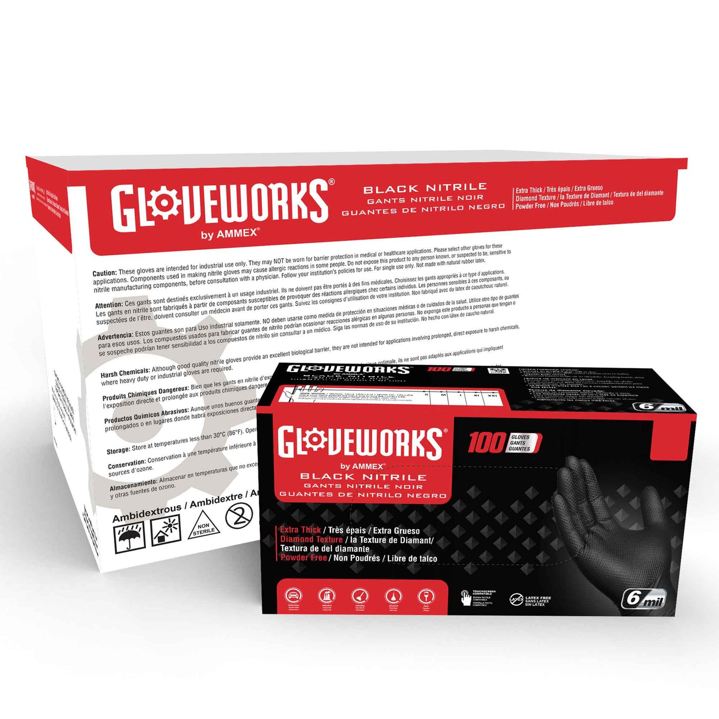 GLOVEWORKS® HD BLACK NITRILE INDUSTRIAL GLOVES BOX