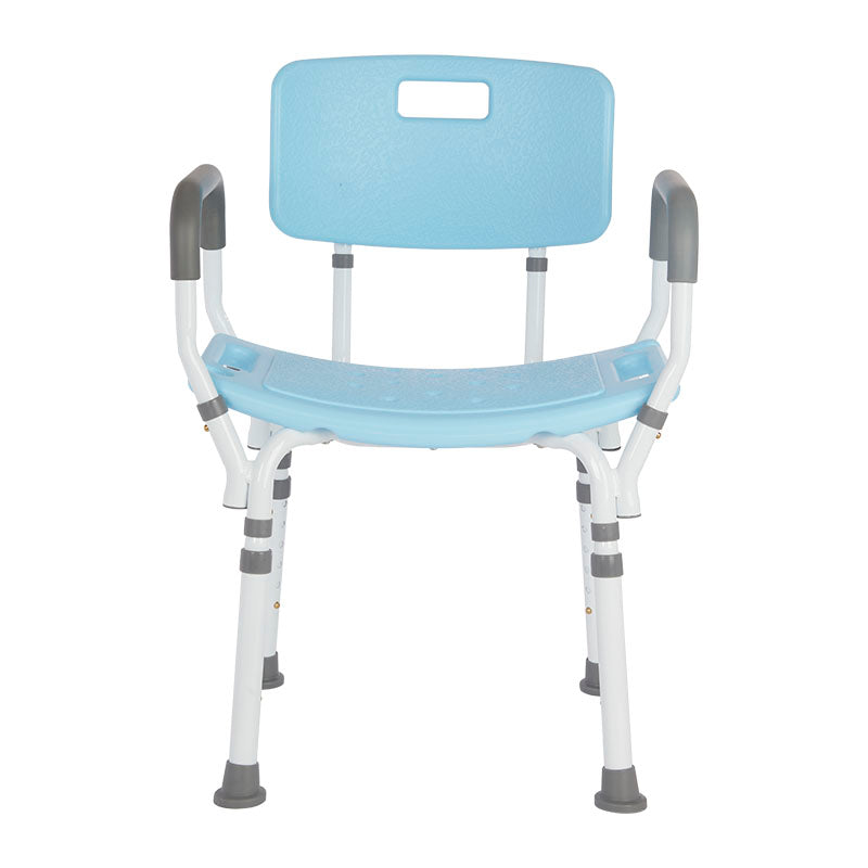 Rhythm Healthcare Premium Shower Chair with Back and Padded Arms, Various Colors