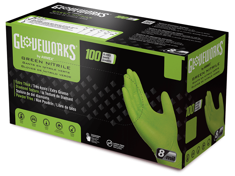 GLOVEWORKS® HD GREEN NITRILE INDUSTRIAL GLOVES BOX