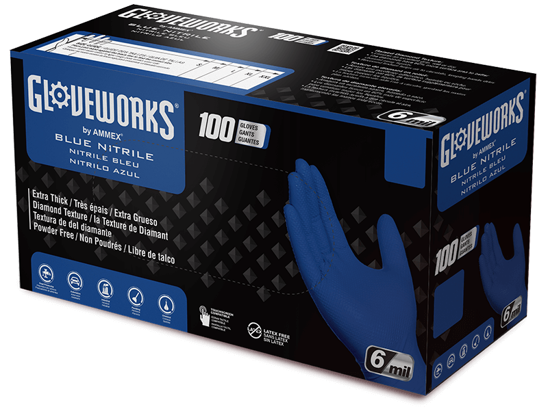 GLOVEWORKS® HD ROYAL BLUE NITRILE INDUSTRIAL GLOVES CASE