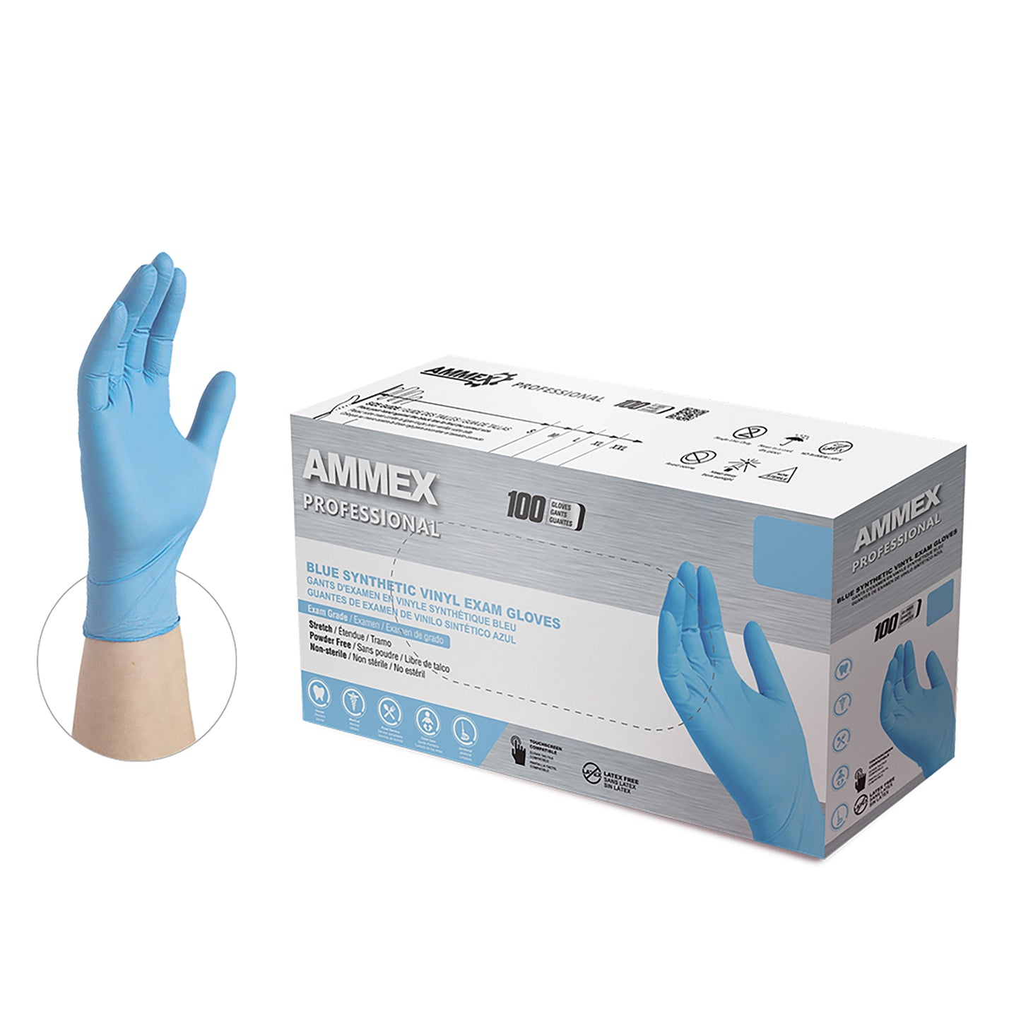 AMMEX Professional Blue Vinyl Case of 1000