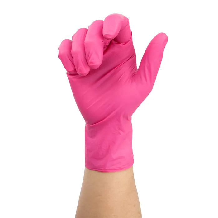 Dynarex AloeSkin Nitrile Exam Gloves With Aloe, 2 Mil, Powder-Free, Pink 1000/Case