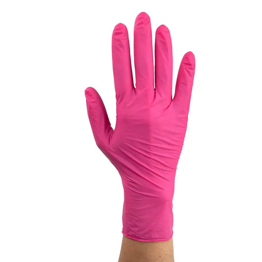 Dynarex AloeSkin Nitrile Exam Gloves With Aloe, 2 Mil, Powder-Free, Pink 1000/Case