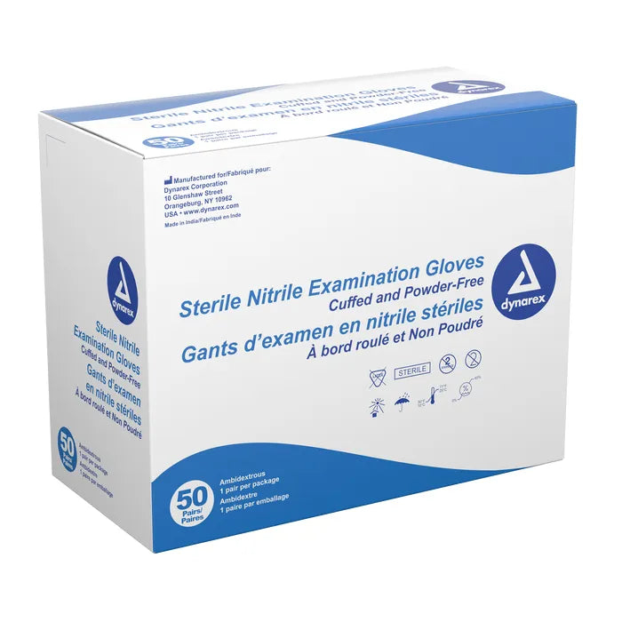 Dynarex Sterile Nitrile Exam Gloves, Powder-Free 800/Case